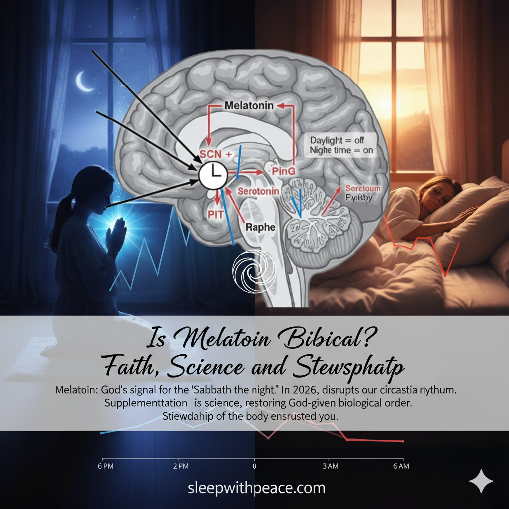 Graph showing melatonin rising as cortisol falls, facilitating prayerful rest